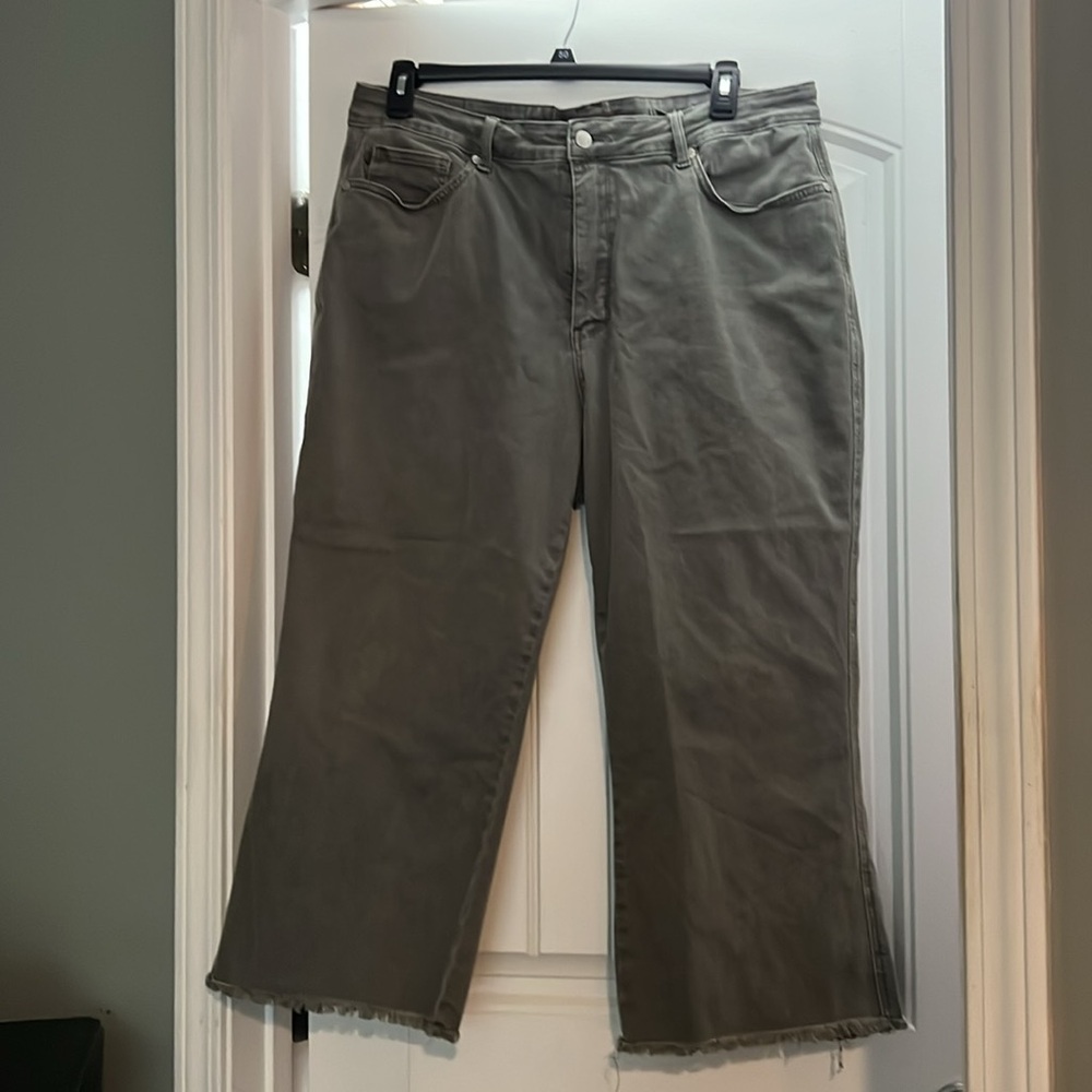 Judy Blue Olive High Rise, Tummy Control, Cropped, Wide Leg Jeans